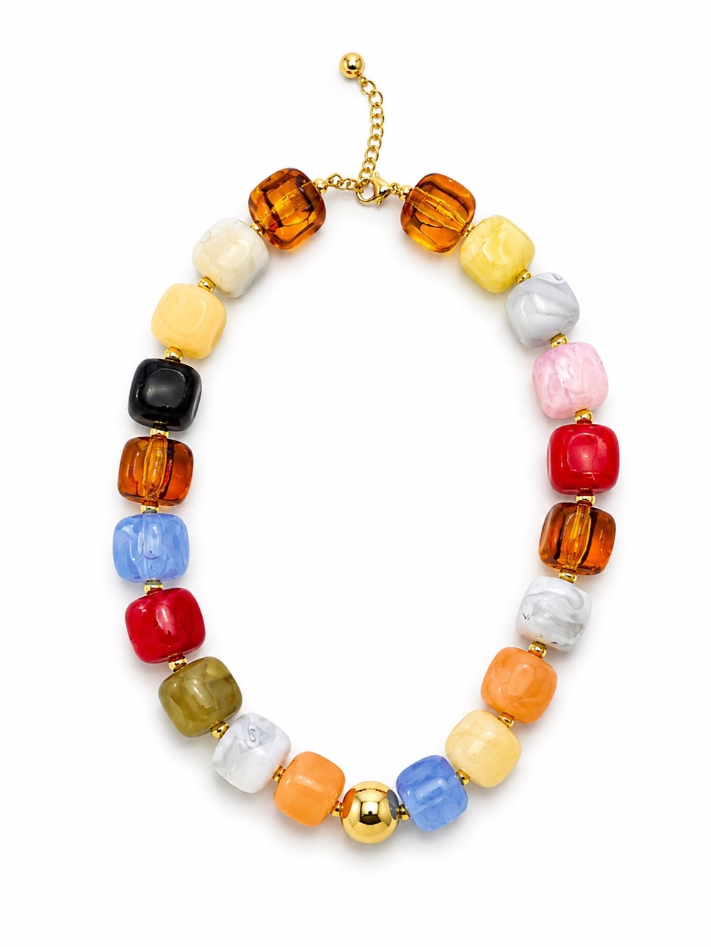 NWT Colorful Resin Statement Necklace | Chunky Multicolor Acrylic